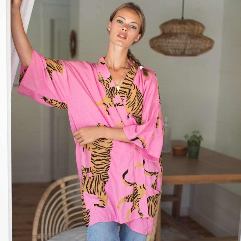 Emerson Fry Fete Layering Top in Aurora Pink Tigers Size M/L
